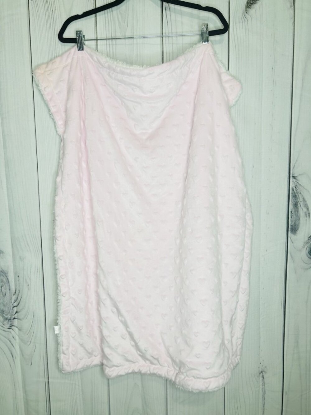 Baby Kiss Popcorn Heart Baby Blanket Pink Sherpa White 56 x 34